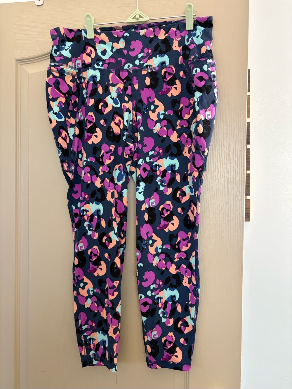 Lane Bryant Navy Leggings with Multicolor Leopard Print